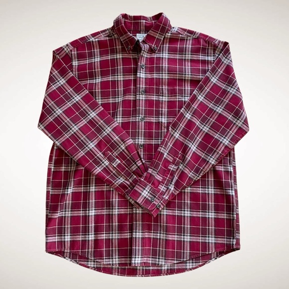 LL Bean 100% Cotton Flannel Plaid Buttondown Shirt - Picture 1 of 8